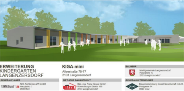 Die Erweiterung wird durch die renommierten Architekturbüros Arch. DI Reinhard Taschner ZT GmbH
(KIGA II) und AH3 Architekten ZT GmbH (KIGA mini) realisiert.  | Foto: Marktgemeinde Langenzersdorf