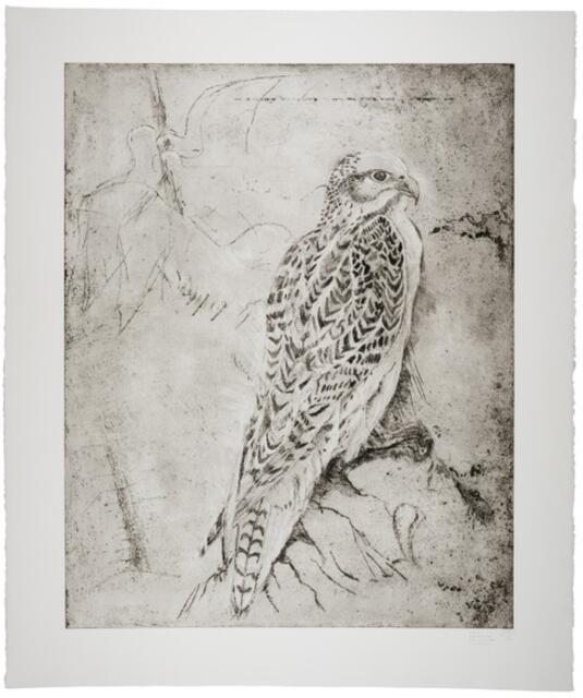 Stahlgravur "Falke" von Therese Eisenmann, Mai 2021. | Foto: Therese Eisenmann