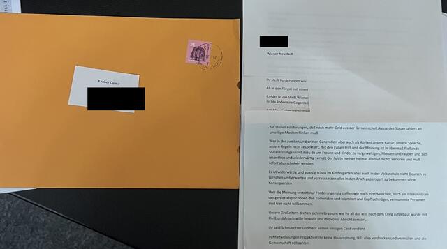 Post aus Wiener Neustadt - mit sehr bedenklichem Inhalt. | Foto: privat