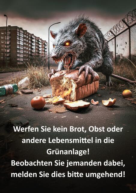 Lebensmittelreste füttern Ratten, nicht Tauben! Füttern = Schädlinge &amp; Gestank!