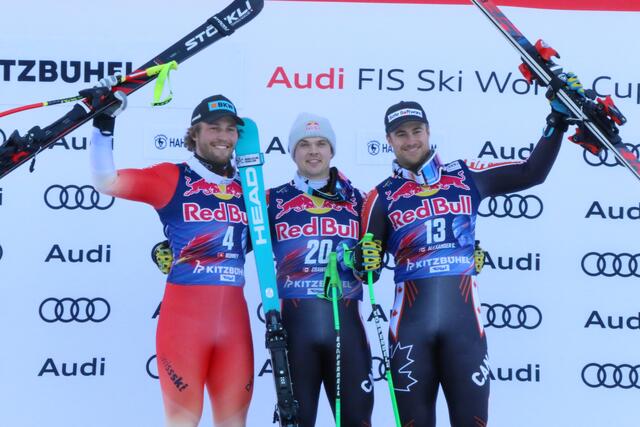 Die Speedkönige 2025: Alexis Monnet (SUI / 3.), James Crawford (CAN / 1.) und Cameron Alexander (CAN / 2.) - v.l.n.r.