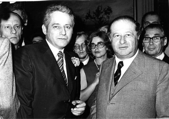 Wiener Gemeinderatswahl 1973. Leopold Gratz (links) und Bundeskanzler Bruno Kreisky (beide SPÖ). (Archiv) | Foto: Votava / brandstaetter images / picturedesk.com
