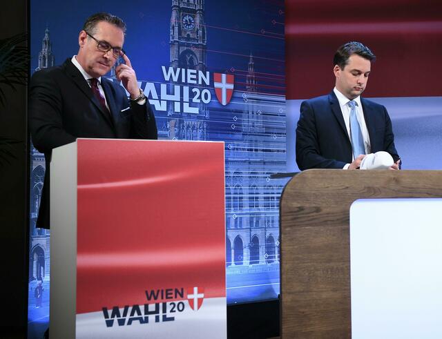 Strache und Nepp. | Foto: HELMUT FOHRINGER / APA / picturedesk.com 