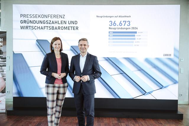 Freude über Allzeithoch bei Neugründungen: Wolfgang Hattmannsdorfer, Generalsekretär der Wirtschaftskammer Österreich (WKÖ), Mariana Kühnel, Stv. Generalsekretärin | Foto: Nadine Studeny