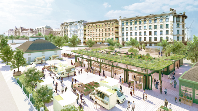 Die Stadt Wien präsentierte die finalen Pläne für die Umgestaltung des Naschmarkt-Parkplatzes bereits Ende 2023. Jetzt startet die Suche nach den richtigen Betreibern. (Rendering) | Foto: Mostlikely Architecture/DnD Landschaftsplanung
