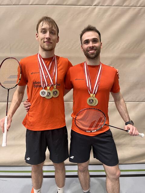 Kai Niederhuber und Wofgang Gnedt 2- Fache Staatsmeister 2025. | Foto: O.Ö. Badmintonverband