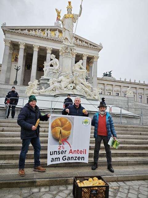 Vertreter des Unabhängigen Bauernverbands aus dem Bezirk Scheibbs beteiligten sich an den Protesten der Landwirte in Wien. | Foto: Unabhängiger Bauernverband