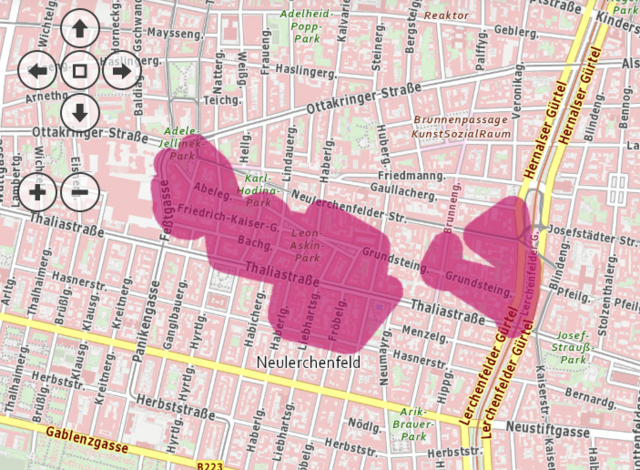 Betroffen waren die Grundsteingasse, Teile der Thaliastraße und Neulerchenfelder Straße, Fröbelgasse, Deinhardsteingasse, Bachgasse, Feßtgasse, Adele-Jellinek-Park, Abelegasse und Haberlgasse. | Foto: Screenshot Wiener Netze