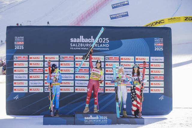 Stephanie Venier aus Österreich holte Gold, Federica Brignone aus Italien holte Silber, Kajsa Vickhoff Lie aus Norwegen und Lauren Macuga aus den USA holten zeitgleich Bronze | Foto: Land Salzburg/Neumayr/Leopold