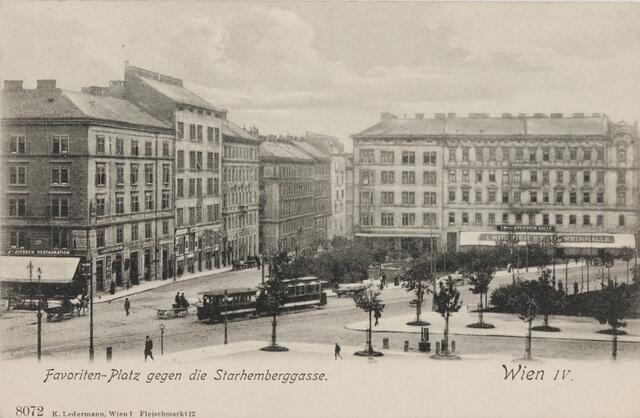Der ehemalige Favoritenplatz um 1905. | Foto: Carl (Karl) Ledermann Jun.