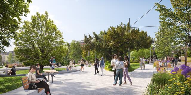 2025 soll der neue Vorplatz fertig sein.  | Foto: Wiener Stadtgärten, idealice Landschaftsarchitektur