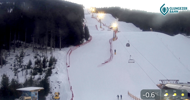 Ein Seilriss beim Schlepplift „Halsmarter“ sorgte für einen Zwischenfall mit 40 betroffenen Personen, während eine 81-jährige Skifahrerin nach einem Sturz schwer verletzt ins Krankenhaus geflogen wurde | Foto: Screenshot Glungezerbahn Webcam