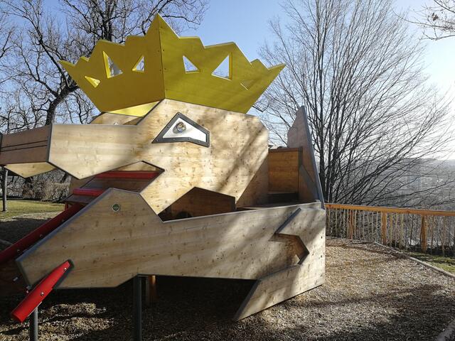 Spaßig: Steirischer Panther-Kopf am Schlossberg-Spielplatz. | Foto: Discover Graz