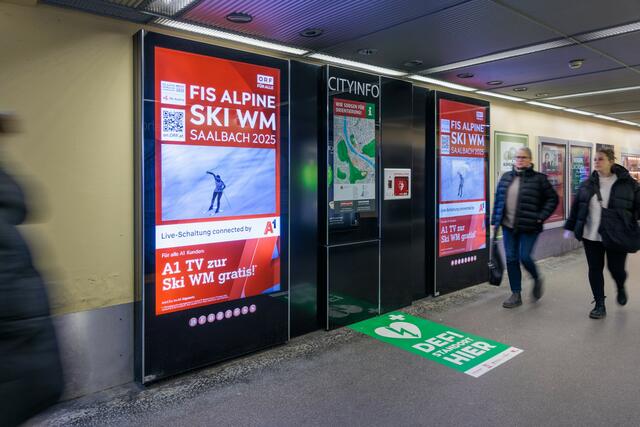 Die Alpine FIS Ski-WM Saalbach 2025 wird erstmals live auf digitalen Out of Home Medien in ganz Österreich übertragen. | Foto: Progress Werbung