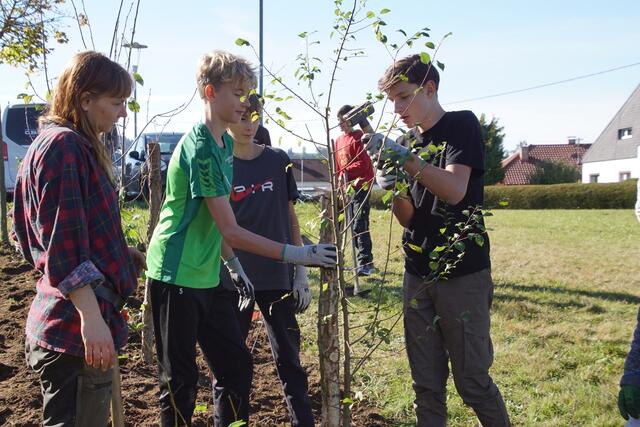 Auch beim Spatenstich zum Generationengarten war die Böhmerwaldschule mitdabei.   | Foto: Helmut Eder