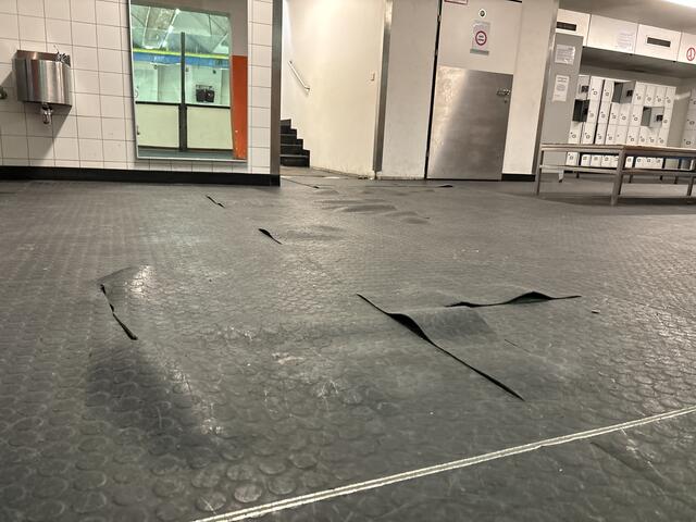 Der Bodenbelag in der Eisstadthalle muss dringend saniert werden. | Foto: Patricia Hillinger/MeinBezirk
