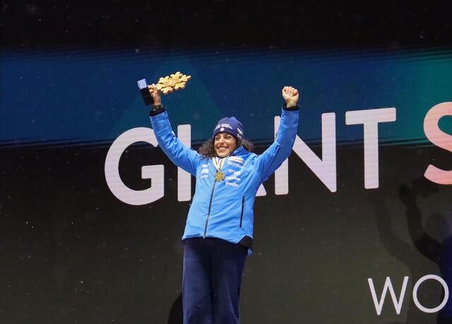 Die Italienerin Federica Brignone war die Schnellste im Damen Riesentorlauf und konnte sich somit über den Weltmeistertitel freuen. | Foto: Roland Hölzl/MeinBezirk