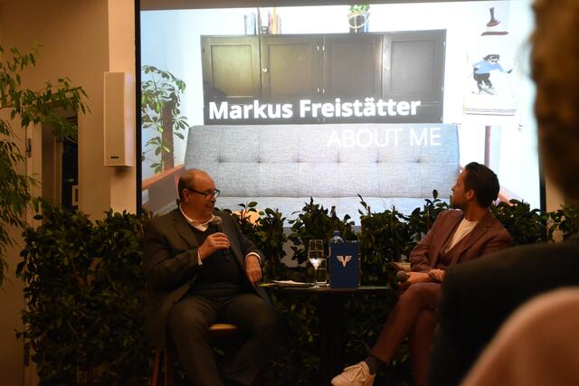 Künstlergespräch mit August Breininger und Markus Freistätter zeigen auch Videoeinspielungen. | Foto: Preineder