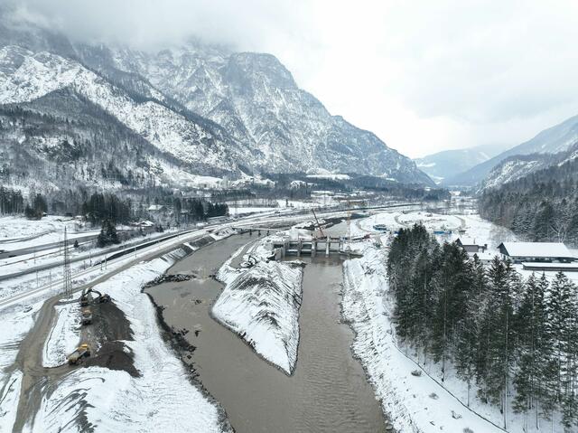 Die Salzach wenige Stunden nach der Umleitung. | Foto: VERBUND/Johannes Wiedl