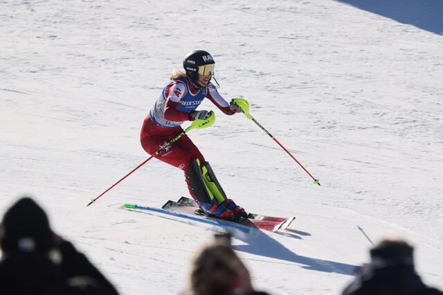 Katharina Liensberger holte beim Slalom der Damen Bronze. | Foto: Land Salzburg / Franz Neumayr