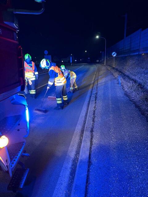 Die Feuerwehr Pöchlarn reinigte eine Ölspur. | Foto: DOKU-NÖ