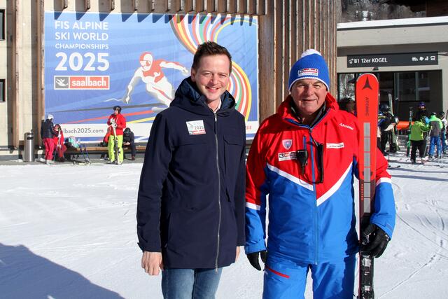 Bartl Gensbichler und Bürgermeister Alois Hasenauer sind überzeugt, dass Saalbach top Weltcuprennen abhalten kann. | Foto: Land Salzburg / Melanie Hutter