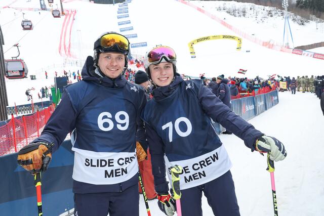 Leopold und Laetitia Trauner sind als Slide Crew bei den Bewerben unterwegs | Foto: Land Salzburg/Franz Neumayr