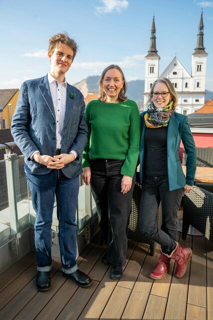 Die drei Erstgereihten wollen ein besseres Klima für die Stadt Leoben (v.l.): Adrian Ecker-Eckhofen, Susanne Sinz und Astrid Macher. | Foto: Grüne Leoben