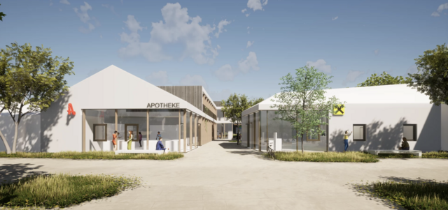 Die gemeinnützige BWS-Gruppe und der Generalunternehmer Voitl Bau errichten neben 30 Wohnungen auch eine Raiffeisenbank und ein kleines Gesundheitszentrum.
 | Foto: bwsg