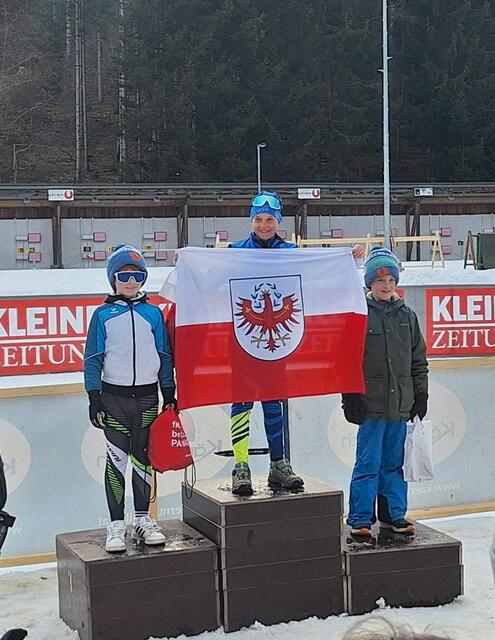 Im Austria Cup belegte Matteo Schneider den 1. Platz in der Kategorie Kinder 10 männlich. | Foto: Biathlon-Team Reutte