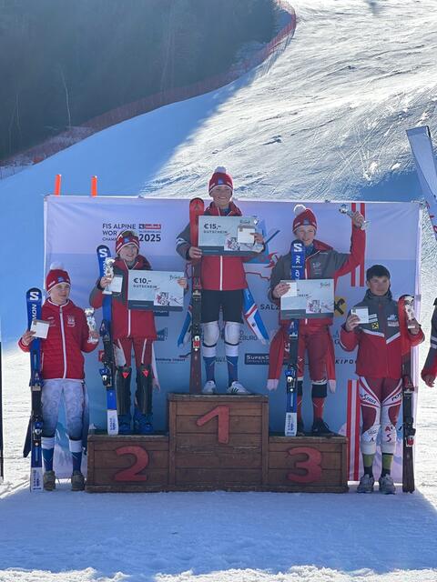 Luis Fanninger, ASCÖ Schiclub Lessach feiert seinen ersten Sieg in einem Salzburger Landescup-Rennen.
 | Foto: Fanninger/privat