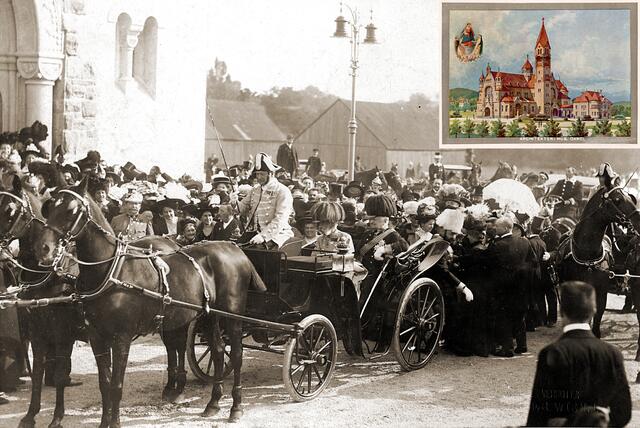 Kaiser Franz Joseph I. bei der Ankunft zur feierlichen Einweihung der der Rosenkrankkiriche am 2. Oktober 1909. | Foto: Bousska