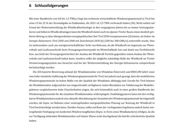 Bild 28: Im 1. Satz ist zu lesen, dass techn. wirtschaftliche Potential zwischen 15 - 22% der Stromabgabe in ganz Tirol betragen kann. Bei 5,5 TWh/a sind das somit max. 1,21 TWh/a. Nun rate mal, wie viel Strom die Erweiterung des Kaunertal Kraftwerks Strom erzeugen soll?  | Foto: © by Land Tirol (Potentialstudie 2023) - Repro Ing. Günter Kramarcsik