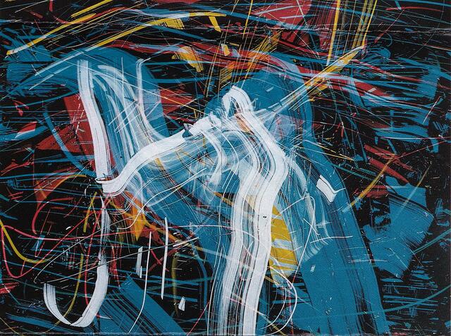 Abstraktes Gemälde aus Thomas Steiners VEDADO Reihe. | Foto: Galerie Blaugelb Zwettl