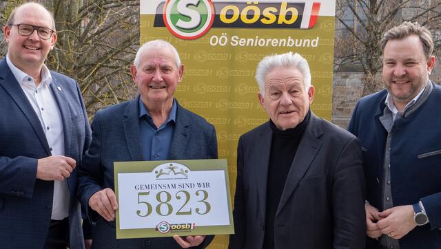 Von links: Landtagsabgeordneter Josef Naderer, Seniorenbund-Bezirksobmann Erwin Pachner, Landesobmann Josef Pühringer und Landesgeschäftsführer Franz Ebner. | Foto: Seniorenbund OÖ