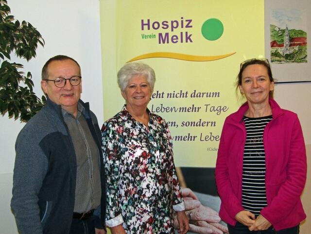 Geschäftsführer Verein Hospiz Melk Johannes Preissl, Trauerbegleiterin Gerlinde Gruber und Koordinatorin Mobiles Hospiz Melk Elisabeth Pilecky. | Foto: Verein Hospiz Melk