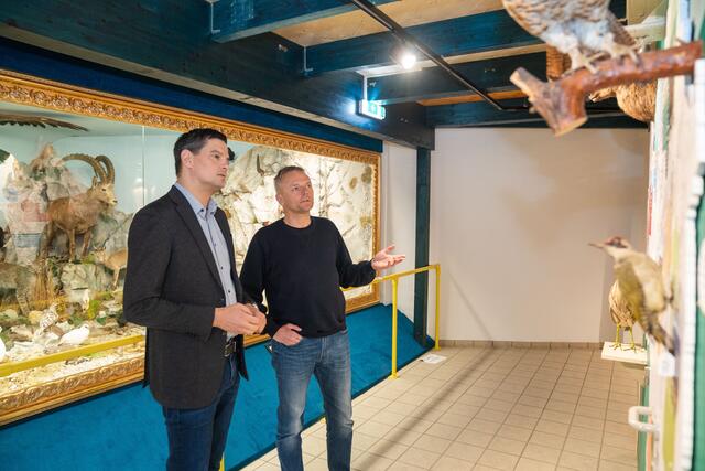Hannes Amesbauer und Andreas Steininger bei einem Lokalaugenschein des im Umbau befindlichen Naturmuseums. | Foto: Ekatarina Paller