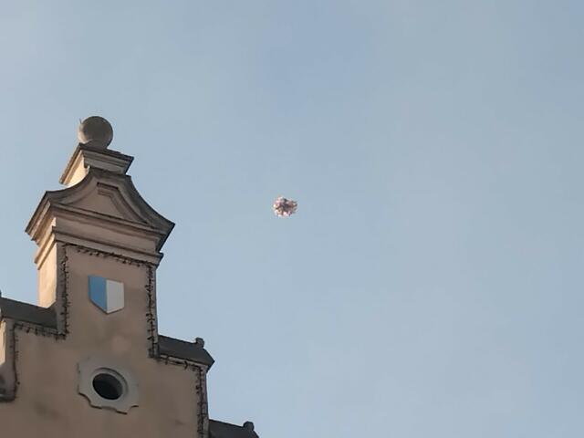 Der Luftballonstrauß über den Dächern Horns. | Foto: Nicole Kaspar