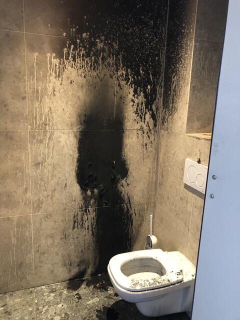In einem Gymnasium in Graz-Liebenau geriet am Mittwochmittag eine Toilettenanlage in Brand.  | Foto: BFG
