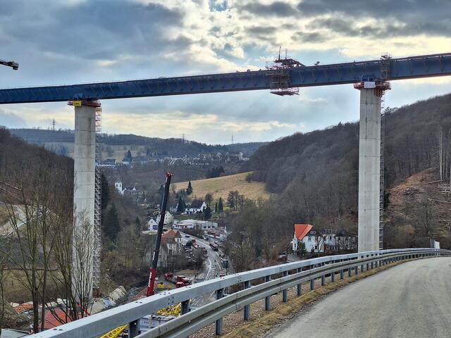 Stahlhochzeit bei Großprojekt „Talbrücke Rahmede“ in Deutschland. | Foto: Autobahn Westfalen