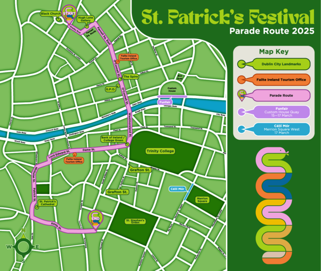 Dreieinhalb Kilometer führt die Parade am St. Patricks Day 2025 durch Dublin. Der Musikverein Kopfing ist mit dabei. | Foto: stpatricksfestival.ie