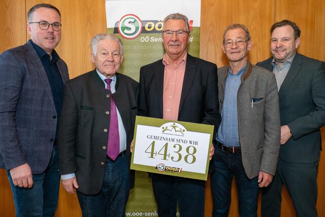 Landtagsabgeordneter Günther Lengauer; Landesobmann Josef Pühringer; Bezirksobmann Walter Nömaier; Bezirksobmann-Stellvertreter Wolfgang Schönleitner und Landesgeschäftsführer Franz Ebner. | Foto: Seniorenbund OÖ