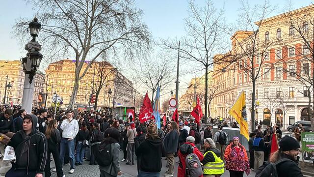 Kurz vor 18 Uhr versammelten sich etwa 300 Menschen vor der Uni Wien. | Foto: Ronja Reidinger/MeinBezirk
