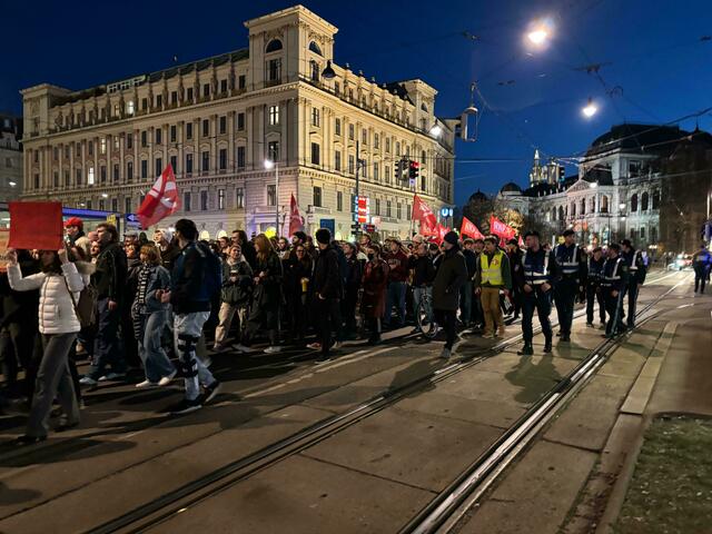 Schätzungsweise sind etwa 1.000 Teilnehmende bei einer der zwei Demos anwesend. (Stand: 18.30 Uhr) | Foto: Ronja Reidinger/MeinBezirk