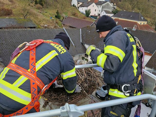 Alle zwei Jahre, somit auch heuer wieder, stehen davor noch Wartungsarbeiten am Storchennest an. | Foto: Bkkdo Amstetten / FF Ardagger-Markt