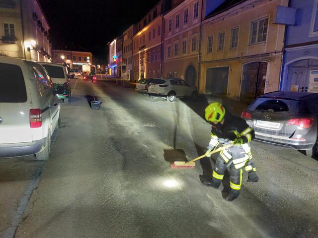 Mit Ölbindemittel wurden die Verunreinigungen entfernt. | Foto: FF Waidhofen/Thaya