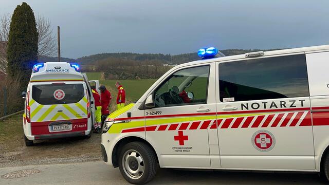 Rettungskräfte versorgten den verletzten Hausbesitzer vor Ort, bevor er ins Krankenhaus gebracht wurde. | Foto: Doku NÖ