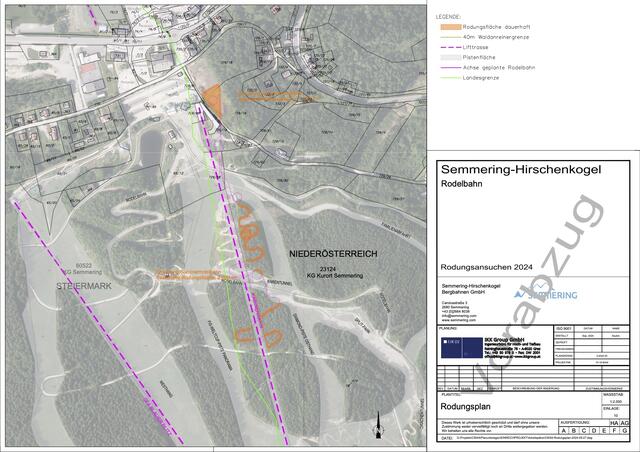 Gelb markiert: die Rodelbahn, die sich talwärts schlängelt. | Foto: Semmering-Hirschenkogel Bergbahnen GmbH