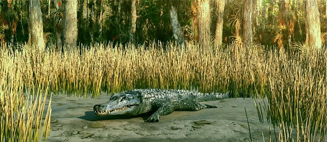 Rekonstruktion von Diplocynodon an der Küste von Hernals vor 12,2 Millionen Jahre. | Foto: NHM Wien und 7reasons