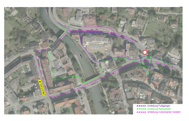 Totalsperre Churerstraße/
Hirschgraben | Foto:  Stadtwerke Feldkirch